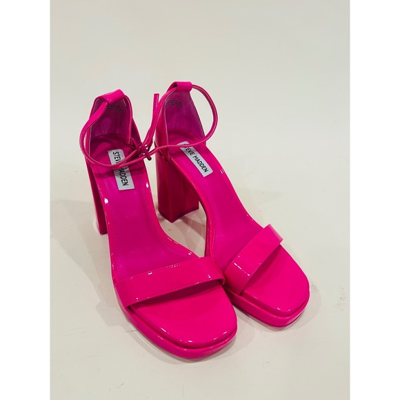 Steve Madden Posie Hot Pink Platform Block Heel Ankle Strap Sandal Women's 9 - Picture 1 of 4